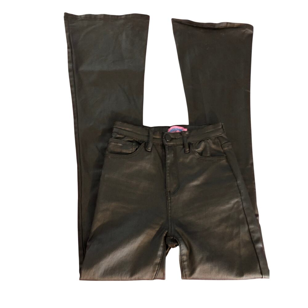 Edikted high rise black faux leather flare pants Size Small